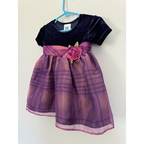 Brooke Lindsay Made In The USA Girls Velvet Tulle Purple Dress Size 12 Months - Picture 3 of 14